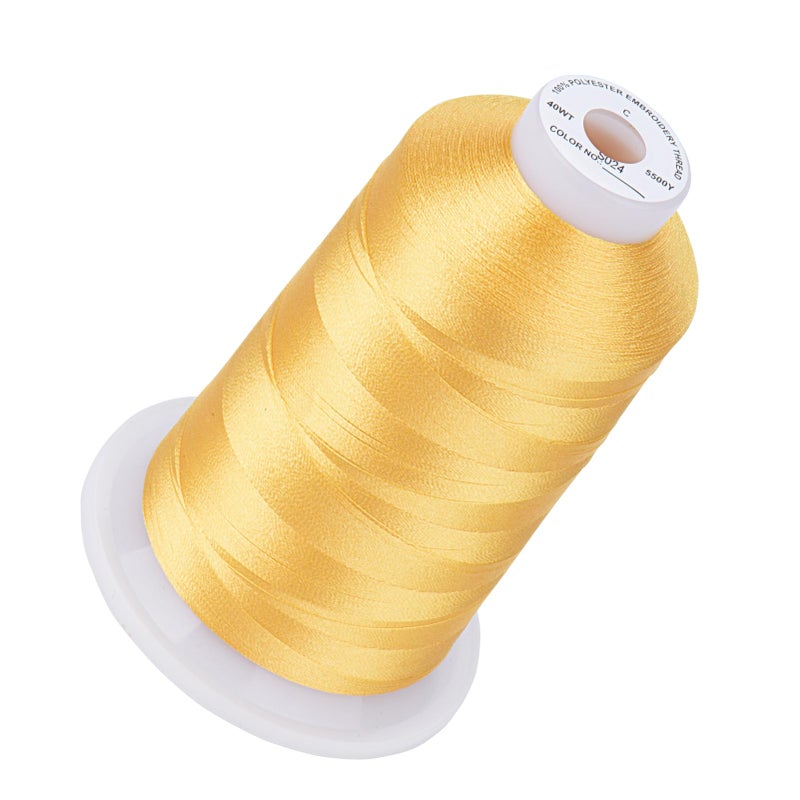 سيمثريد خيط تطريز Simthread 5500Yds، 5000 متر عالي الياردات 40WT 100% خيط بوليستر - 170+ ألوان زاهية، تصنيف عالي السرعة - متوافق مع Brother، Singer، Janome والمزيد - Butternut S024 - Image 1